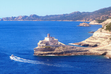 The Madonetta lighthouse in Bonifacio, in Corsica has been located at the entrance to the mouths of Bonifacio. It is so named because the fishermen installed a small statue of the Virgin there