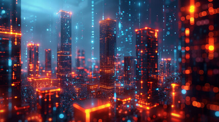 Fototapeta premium Blockchain data town