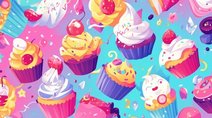 A vibrant and playful cupcake illustration