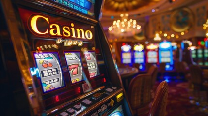 slot machine in casino, Las Vegas : Gaming machines at a casino hotel