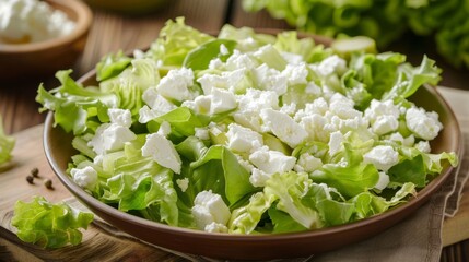 salad with romaine lettuce, cottage cheese and yogurt