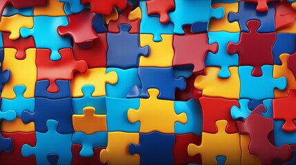 Colorful pieces puzzles background. World autism awareness day concept.