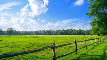 Fototapeta na wymiar b'Farm with green grass and blue sky'