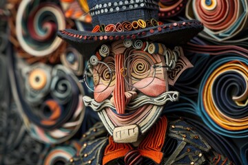 Fototapeta premium Close up of a sculpture of a man wearing a hat. Suitable for art and history projects