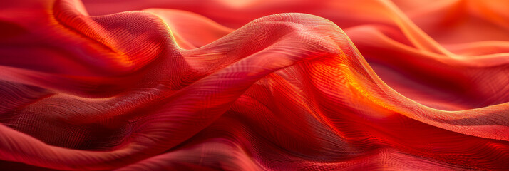 Obraz premium Vibrant Red Silk Fabric Waves in Elegant Motion