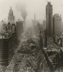 Chicago after the Great Fire of 1871 - obrazy, fototapety, plakaty