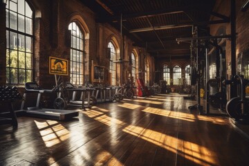 b'Vintage Industrial Style Gym Interior'