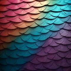 Fototapeta premium b'Colorful overlapping feathers with a scale-like pattern'