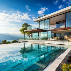 b'Modern luxury villa with infinity pool and stunning sea view'