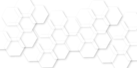 Fototapeta premium Abstract white background with hexagon and hexagonal background. Luxury white pattern with hexagons. abstract 3d hexagonal background with shadow. 3D futuristic abstract honeycomb mosaic background.