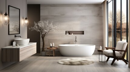 b'Bathroom interior with a modern and natural aesthetic'