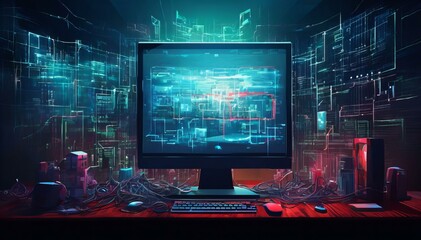Create an image illustrating a cyber attack on a computer network.