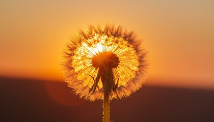Sunset Serenity: Dandelion Basking in Evening Light