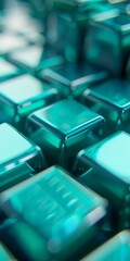 Obraz premium Close-up of green keyboard keys