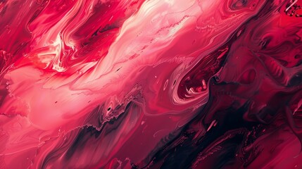 Red and black dynamic flow of liquid texture. Abstract painting background for artistic design and print