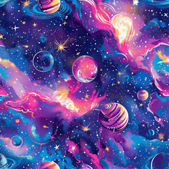 Obraz na płótnie Canvas Galactic Kaleidoscope Psychedelic Cosmos Pattern