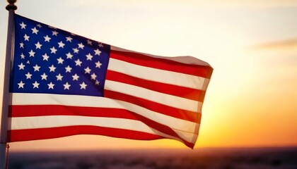 memorial day background with america flag behind clouds and sky