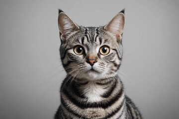 Obraz premium Portrait of American Shorthair cat looking at camera. Studio shot.