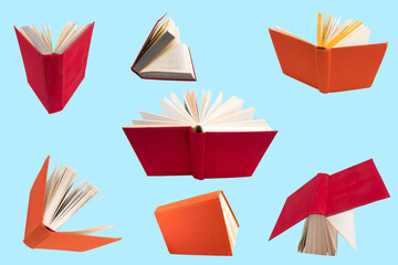 collection of various books isolated on blue background. each one is shot separately. - 798134577