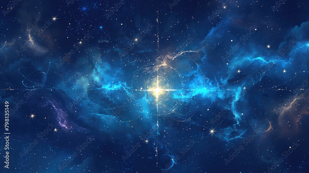 Sticker a captivating 2d illustration of the vast expanse of outer space filled with a dazzling backdrop of 