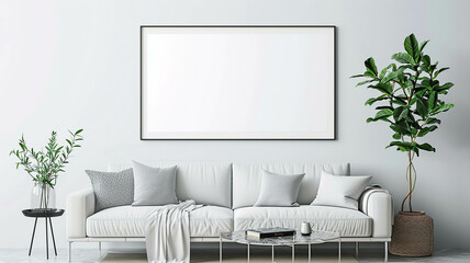 minimalist mockup living room with a sleek horizontal frame