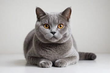 Portrait of British Shorthair cat looking at camera. Studio shot.