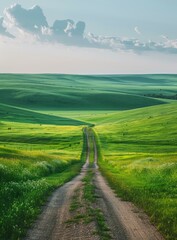 Fototapeta premium b'The road through the green hills'