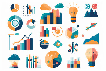 Collection of Colorful Business and Data Analysis Icons