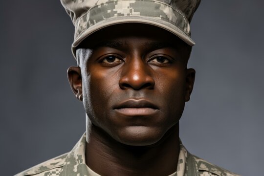 b'Portrait of a young African-American soldier'