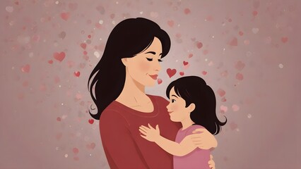 Obraz premium happy mother day with a mother shoing her love with her cute daughter 