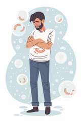 Man Experiencing Stomach Pain, Illustration