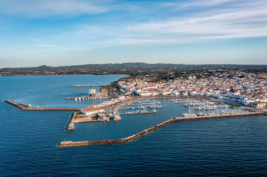 Aerial View over Calasetta, Sant'Antioco, Province of South Sardinia