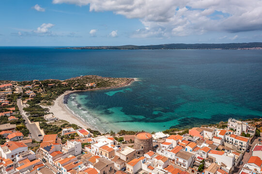 Aerial View over Calasetta, Sant'Antioco, Province of South Sardinia