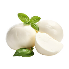 Mozzarella cheese isolated on transparent or white background, png