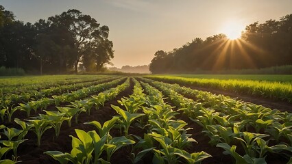 close up of view of tea garden in morning light embracing the energy of new beginnings. - Powered by Adobe