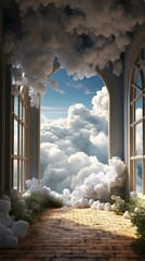 b'Surreal cloudscape with a view of the sky'