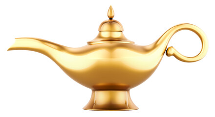 Lamp Aladdin magic. Aladdin genie lamp bottle. 3D rendering isolated on transparent background
