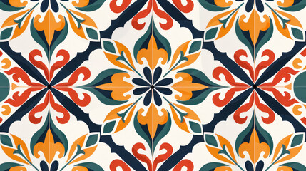 vibrant mediterranean tile pattern with floral and geometric design