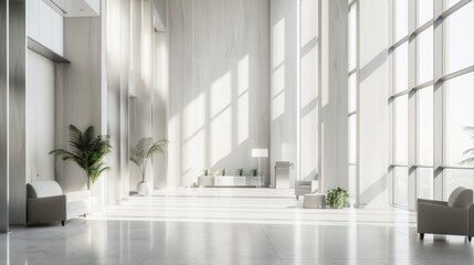 Bright and Airy Minimalist Lobby with Neutral Color Scheme