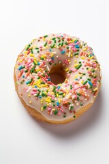 b'Single Doughnut with White Icing and Sprinkles'