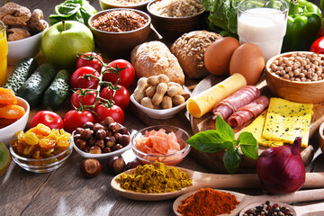 Assorted organic food products on the table
