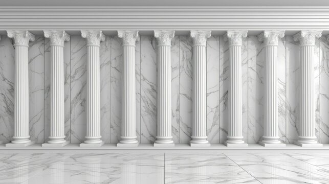 b'White marble columns in a classical architectural setting'