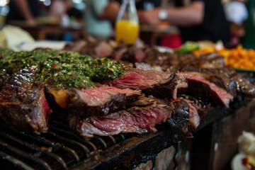 Sizzling Churrasco with Chimichurri, Culinary World Tour, Food and Street Food - obrazy, fototapety, plakaty