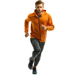 Naklejka premium Athletic man in casual clothing running on transparent background