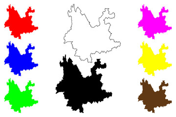 Yunnan Province (Administrative divisions of China, China, People's Republic of China, PRC) map vector illustration, scribble sketch Yunnan map