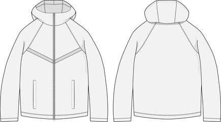 Full zip tech hoodie Jacket Design Vector Template