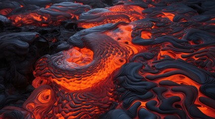 a lava flow with black and red lava