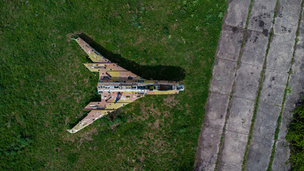 old abandoned airbase top view