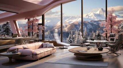 Fototapeta premium b'pink futuristic living room interior design'