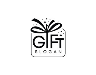 Abstract gift letter or gift box vector logo design, gift box logo design with starts glitters, gift box logo design